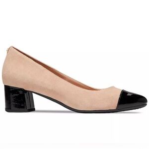 Cole Haan Elegant Beige and Black Women's Block Heel Shoes